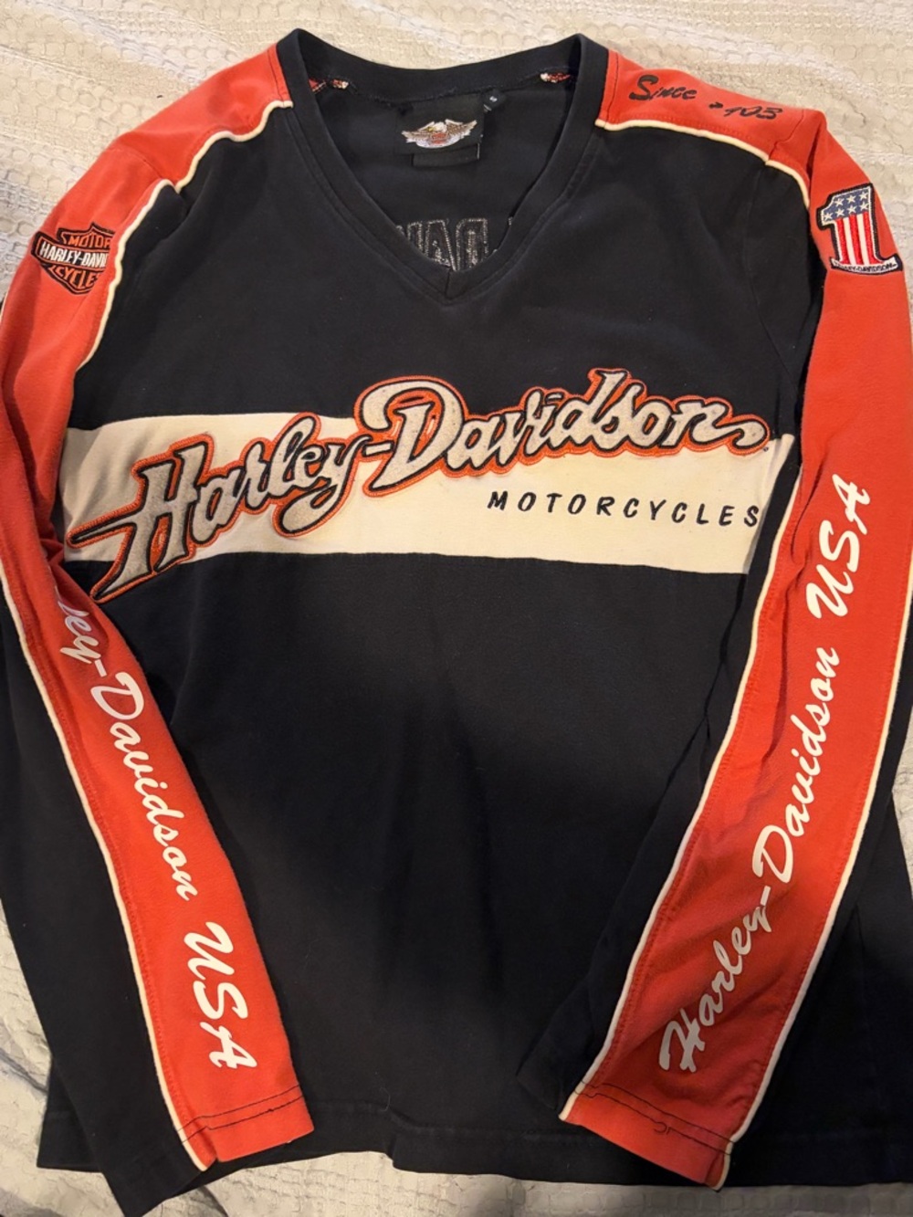 Harley-Davidson Black, Orange & Red Long Sleeve Shirt